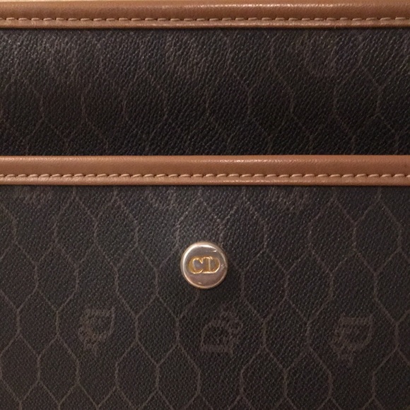 Vintage Christian Dior Honeycomb Monogram Leather Toiletry Clutch - Picture 2 of 9